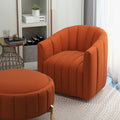 Swivel Accent Chair with Ottoman Set and Upholstered Cushion