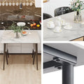 Contemporary Slate Kitchen Dining Table with Sintered Stone Surface and Metal Legs (Table Only) - 31.5 x 31.5 x 30 inches