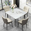 Contemporary Slate Kitchen Dining Table with Sintered Stone Surface and Metal Legs (Table Only) - 31.5 x 31.5 x 30 inches