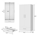 Black and White Wardrobe Armoire Closet with Drawer - 31.5W x 66.9H