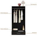 Black and White Wardrobe Armoire Closet with Drawer - 31.5W x 66.9H