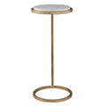 Copper Grove Vintage Gold Iron and White Marble Accent Table