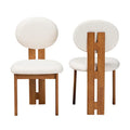 Kacela Contemporary Japandi Boucle Upholstered Wood Dining Chair Set - 2 Pieces
