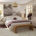 Bara King Bed in Cream Textured Velvet