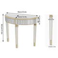 Silver Mirrored Half Moon Console Sofa Table - 35.4 x 31.6 Inches