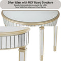 Silver Mirrored Half Moon Console Sofa Table - 35.4 x 31.6 Inches