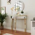 Silver Mirrored Half Moon Console Sofa Table - 35.4 x 31.6 Inches