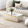 Rectangular Mirrored Coffee Table with Golden Crackle Finish