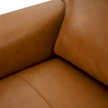 Luxurious Genuine Leather Accent Chair with Goose Feather Cushion, Square Arm Design, and Sturdy Block Legs