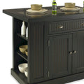 Nantucket Black Wood Kitchen Island with Granite Inlay