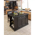 Nantucket Black Wood Kitchen Island with Granite Inlay