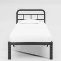 Industrial Metal Bed Frame with Headboard and Reinforced Support
