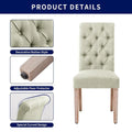 CHUN YI Modern Linen Parsons Dining Chairs - Set of 2 with Button Detail