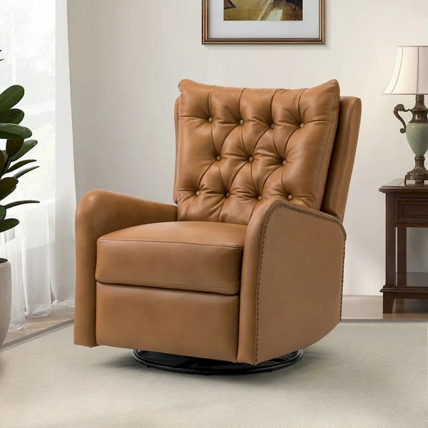 Jordano Mid-Century Leather Recliner with Metal Base by HULALA HOME