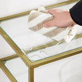 Elegant Gold Tempered Glass Console Table with Metal Frame and Dual Shelves - 39.4L x 13.8W x 31.5H
