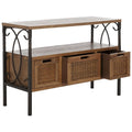 SAFAVIEH Tamuita Antique Pewter Console Table with Dark Walnut Finish - Dimensions: 36 x 13.8 x 24.8 inches