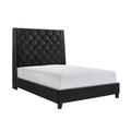 Queen Size Maze Bed with Button Tufting, Nailhead Accents, and Black Fabric Upholstery