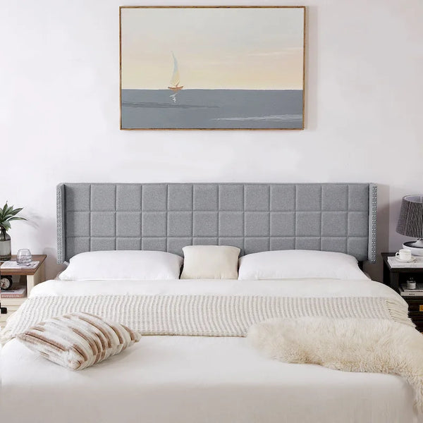 Javlergo Adjustable Upholstered Wingback Headboard for Queen/King Size Beds with Double Nailhead Trim