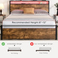 Full Size Bed Frame with Storage Headboard, 2 Drawers, LED Lighting, and Built-in Charging Station