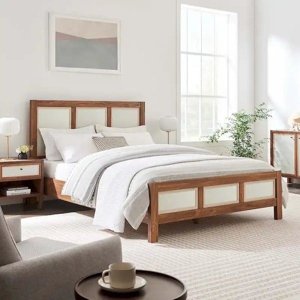 Capri Queen Platform Bed with Wood Grain Finish