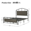 HULALA HOME Eufemia Industrial 62-Inch High Headboard Metal Platform Bed Frame