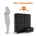 8-Drawer Tall Fabric Dresser with Wood Top and Sturdy Steel Frame - Stylish Bedroom Storage Solution