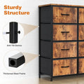 8-Drawer Tall Fabric Dresser with Wood Top and Sturdy Steel Frame - Stylish Bedroom Storage Solution