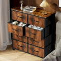 8-Drawer Tall Fabric Dresser with Wood Top and Sturdy Steel Frame - Stylish Bedroom Storage Solution