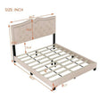 Modern Velvet Queen Size Upholstered Bed Frame with Tufted Headboard and Rivet Accents