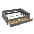 Upholstered Tufted Queen Size Daybed Sofa Bed with Storage Drawers