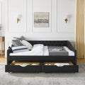 Upholstered Tufted Queen Size Daybed Sofa Bed with Storage Drawers