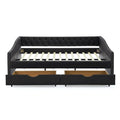 Upholstered Tufted Queen Size Daybed Sofa Bed with Storage Drawers