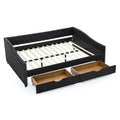 Upholstered Tufted Queen Size Daybed Sofa Bed with Storage Drawers