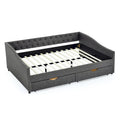 Upholstered Tufted Queen Size Daybed Sofa Bed with Storage Drawers