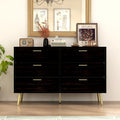 Elegant 6-Drawer Double Dresser with Gold Accents for Stylish Bedroom Storage
