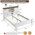 Farmhouse Platform Bed with Storage Headboard Sliding Doors and Charging Station