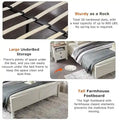 Farmhouse Full Bed Frame with Storage Shelves and Built-in Charging Station
