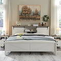 Farmhouse Platform Bed with Storage Headboard Sliding Doors and Charging Station