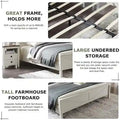 Farmhouse Full Bed Frame with Storage Shelves and Built-in Charging Station