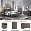 Farmhouse Full Bed Frame with Storage Shelves and Built-in Charging Station
