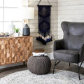 Nuloom York Classic Solid Knitted Jute Ottoman Pouf