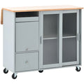 Merax Spacious Kitchen Island Cart with Adjustable Shelf and Dual Drawers