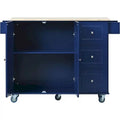 Mobile Kitchen Island on Wheels with Drop Leaf and Solid Wood Top