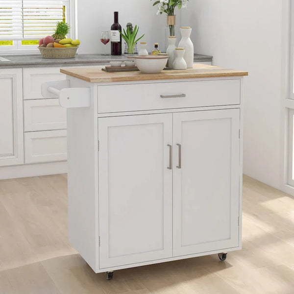 Adjustable Shelf Rolling Kitchen Island Trolley Cart