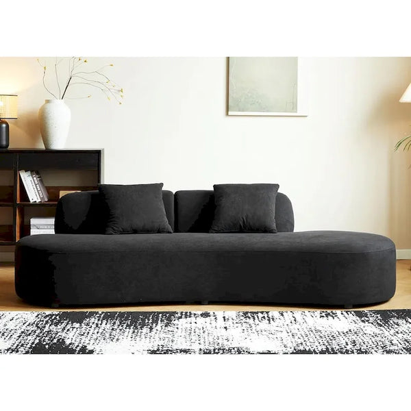 90.2-Inch Curved Velvet Half Moon Sofa for Living Room