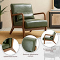 Glitzhome Set of 2 Mid-Century Modern PU Leather Accent Chairs - 30.75H with Cushions (25.75W x 33.75D)