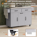 Kitchen Island with Built-In Trash Can Storage and Drop Leaf Cart