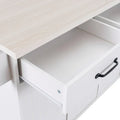 Kitchen Island with Built-In Trash Can Storage and Drop Leaf Cart