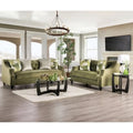 Olie Green Solid Wood Padded Loveseat - Transitional Style by Furniture of America
