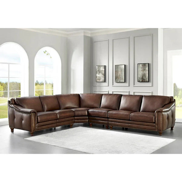 Hydeline Belfast L-Shaped Sectional Sofa in Top Grain Leather